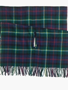 J.Crew Plaid Fringe Shawl Scarf Wrap in Navy & Green